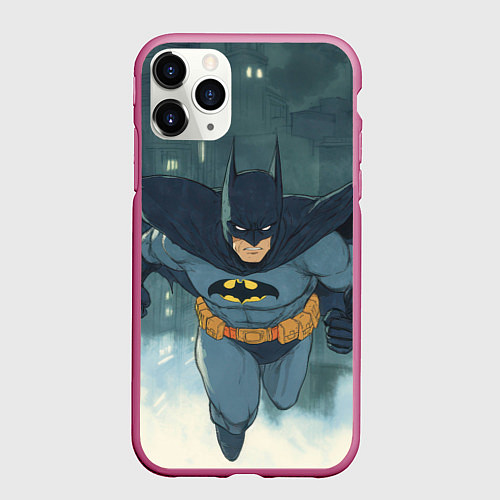 Чехол iPhone 11 Pro матовый Бэтмен старый стиль / 3D-Малиновый – фото 1