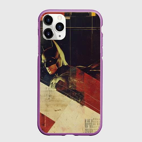 Чехол iPhone 11 Pro матовый Бэтмен ретро стиль / 3D-Фиолетовый – фото 1