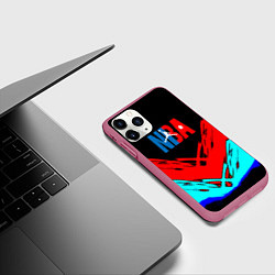 Чехол iPhone 11 Pro матовый NBA краски геометрия, цвет: 3D-малиновый — фото 2