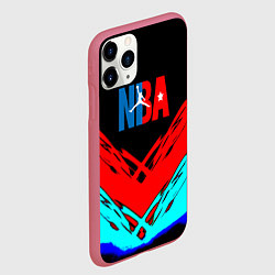 Чехол iPhone 11 Pro матовый NBA краски геометрия, цвет: 3D-малиновый — фото 2