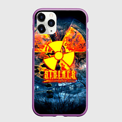 Чехол iPhone 11 Pro матовый Stalker огненное лого чернобыль