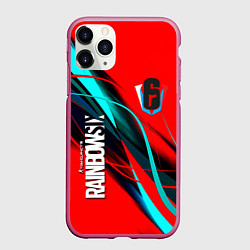 Чехол iPhone 11 Pro матовый Rainbow six геометрия полосы, цвет: 3D-малиновый