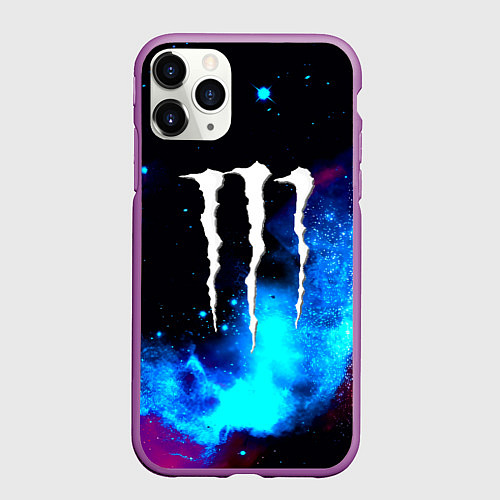 Чехол iPhone 11 Pro матовый Monster energy космос / 3D-Фиолетовый – фото 1