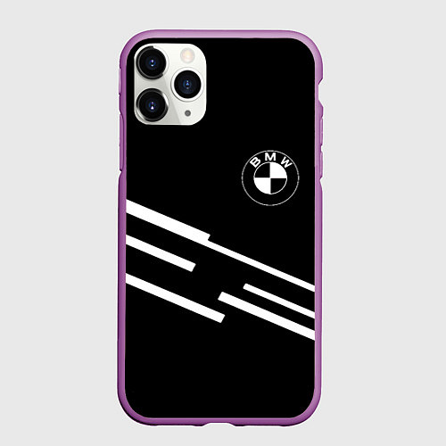 Чехол iPhone 11 Pro матовый BMW geometry line / 3D-Фиолетовый – фото 1