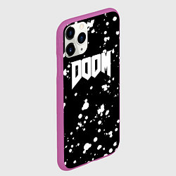 Чехол iPhone 11 Pro матовый Doom белые краски всплеск, цвет: 3D-фиолетовый — фото 2