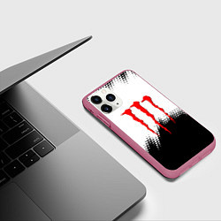 Чехол iPhone 11 Pro матовый Monster energy чёрно белые краски, цвет: 3D-малиновый — фото 2