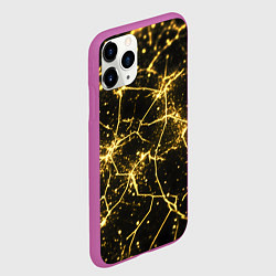 Чехол iPhone 11 Pro матовый Золотистые пути на черном, цвет: 3D-фиолетовый — фото 2