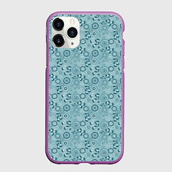 Чехол iPhone 11 Pro матовый Бирюзовый деревенский узор ретро, цвет: 3D-фиолетовый