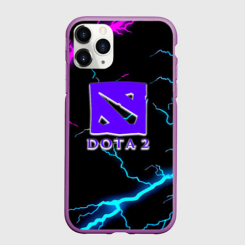 Чехол iPhone 11 Pro матовый Dota неоновый шторм / 3D-Фиолетовый – фото 1