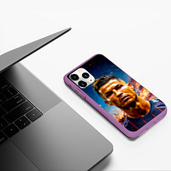 Чехол iPhone 11 Pro матовый Криштиану Роналду в космосе, цвет: 3D-фиолетовый — фото 2