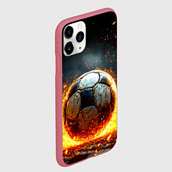 Чехол iPhone 11 Pro матовый Футбольный мяч в красном пламени, цвет: 3D-малиновый — фото 2