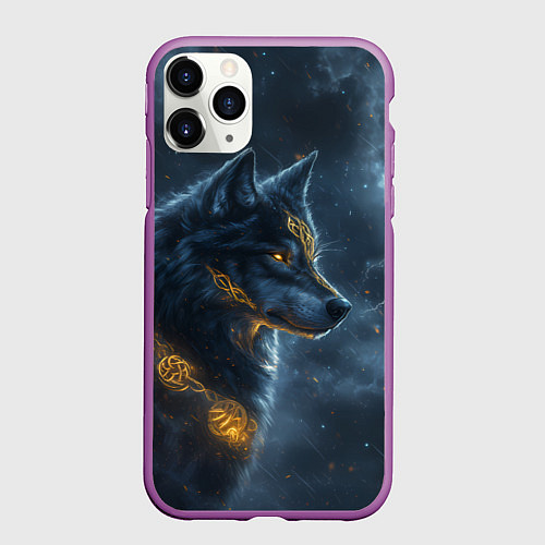 Чехол iPhone 11 Pro матовый Волк фэнтези стиль / 3D-Фиолетовый – фото 1