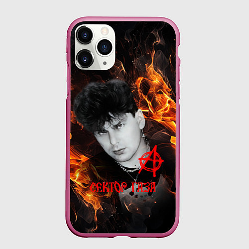 Чехол iPhone 11 Pro матовый Сектор газа огненный фон / 3D-Малиновый – фото 1