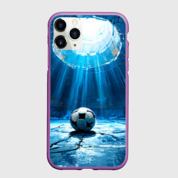 Чехол iPhone 11 Pro матовый Футбольный мяч в синем, цвет: 3D-фиолетовый