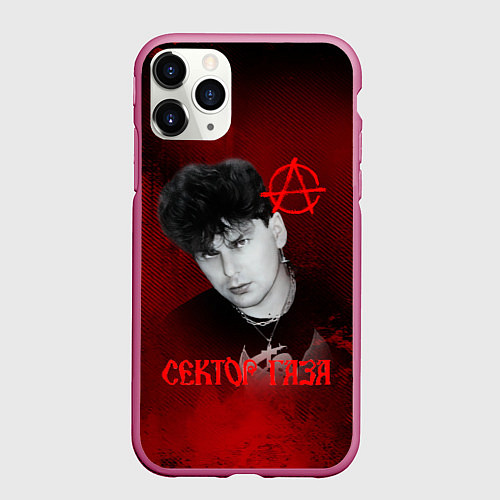 Чехол iPhone 11 Pro матовый Сектор газа красный фон / 3D-Малиновый – фото 1