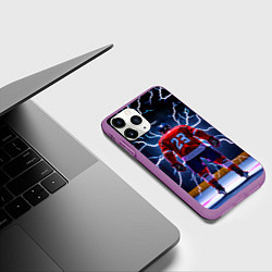 Чехол iPhone 11 Pro матовый Хоккеист и молния, цвет: 3D-фиолетовый — фото 2