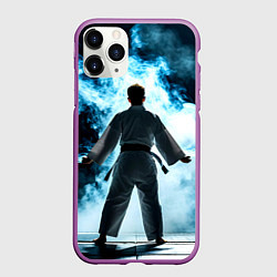 Чехол iPhone 11 Pro матовый Айкидоист в дыму, цвет: 3D-фиолетовый