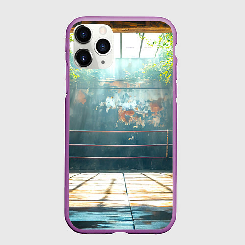 Чехол iPhone 11 Pro матовый Ринг под открытым небом / 3D-Фиолетовый – фото 1