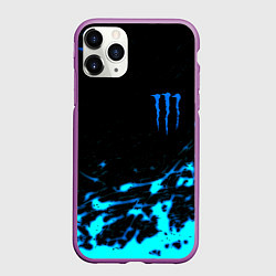 Чехол iPhone 11 Pro матовый Monster energy голубые краски, цвет: 3D-фиолетовый