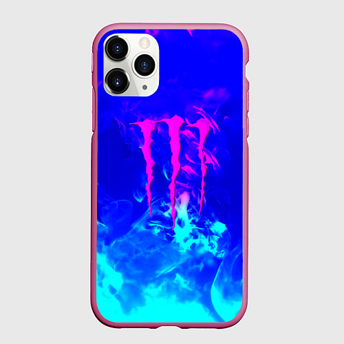 Чехол iPhone 11 Pro матовый Monster energy дым неоновый / 3D-Малиновый – фото 1
