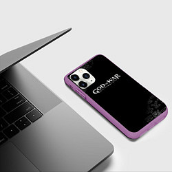 Чехол iPhone 11 Pro матовый Бог войны японские символы, цвет: 3D-фиолетовый — фото 2