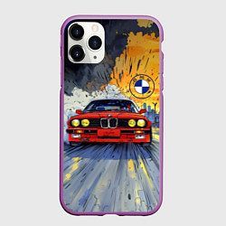 Чехол iPhone 11 Pro матовый Красная BMW на скорости