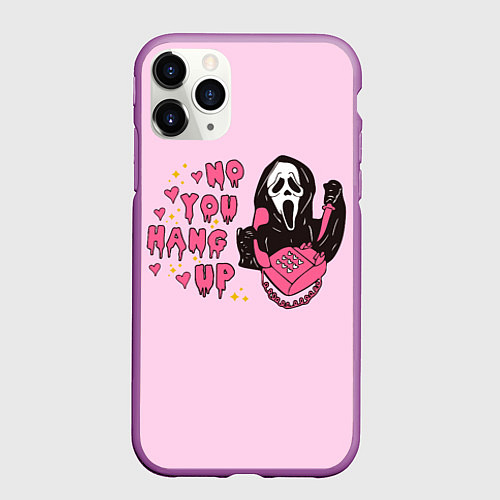 Чехол iPhone 11 Pro матовый Крик по телефону / 3D-Фиолетовый – фото 1