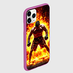 Чехол iPhone 11 Pro матовый Боксер в огне, цвет: 3D-фиолетовый — фото 2