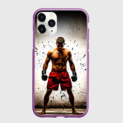 Чехол iPhone 11 Pro матовый Боксер в красном, цвет: 3D-фиолетовый