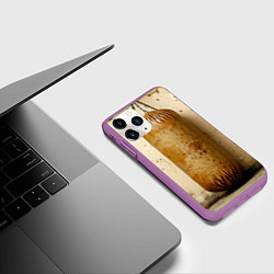 Чехол iPhone 11 Pro матовый Бежевая боксерская груша, цвет: 3D-фиолетовый — фото 2
