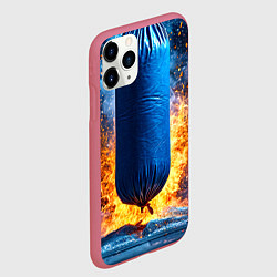 Чехол iPhone 11 Pro матовый Синяя боксерская груша в огне, цвет: 3D-малиновый — фото 2