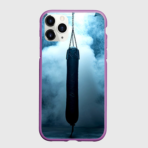 Чехол iPhone 11 Pro матовый Боксерская груша в дыму / 3D-Фиолетовый – фото 1