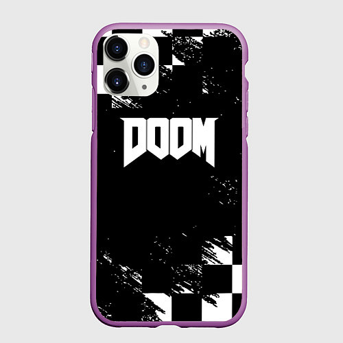 Чехол iPhone 11 Pro матовый Doom краски клетка / 3D-Фиолетовый – фото 1
