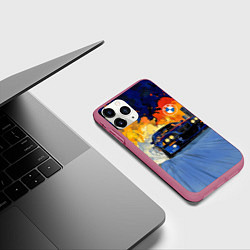 Чехол iPhone 11 Pro матовый БМВ красочное небо, цвет: 3D-малиновый — фото 2