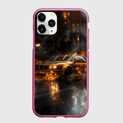 Чехол iPhone 11 Pro матовый Желтый БМВ в огне