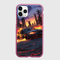 Чехол iPhone 11 Pro матовый BMW огненная дорога