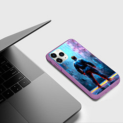 Чехол iPhone 11 Pro матовый Боец джиу-джитсу, цвет: 3D-фиолетовый — фото 2