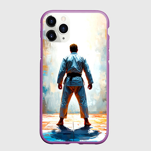 Чехол iPhone 11 Pro матовый Дзюдоист / 3D-Фиолетовый – фото 1