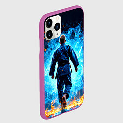 Чехол iPhone 11 Pro матовый Дзюдоист в синем пламени, цвет: 3D-фиолетовый — фото 2