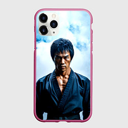 Чехол iPhone 11 Pro матовый Брюс Ли в дыму, цвет: 3D-малиновый