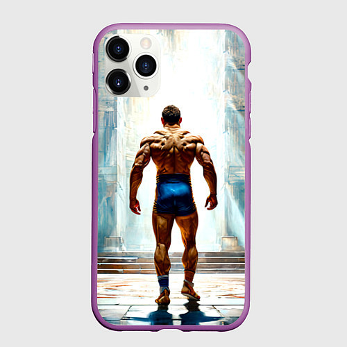 Чехол iPhone 11 Pro матовый Греко-римский борец / 3D-Фиолетовый – фото 1