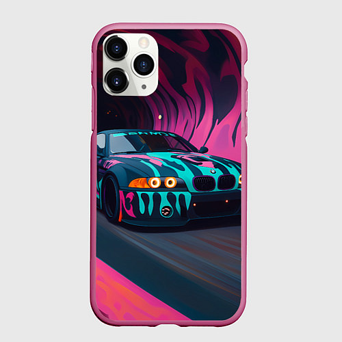 Чехол iPhone 11 Pro матовый БМВ граффити стиль / 3D-Малиновый – фото 1