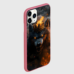 Чехол iPhone 11 Pro матовый Волк в огне, цвет: 3D-малиновый — фото 2