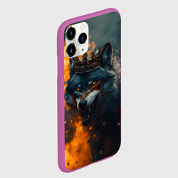 Чехол iPhone 11 Pro матовый Злой волк в огне, цвет: 3D-фиолетовый — фото 2