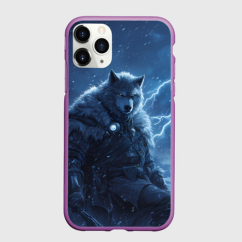 Чехол iPhone 11 Pro матовый Волк повелитель молний / 3D-Фиолетовый – фото 1