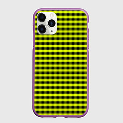 Чехол iPhone 11 Pro матовый Черно зеленая мелкая клетка