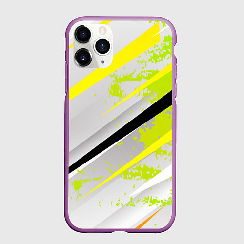 Чехол iPhone 11 Pro матовый Color white light green / 3D-Фиолетовый – фото 1