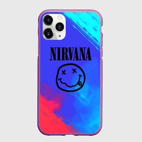 Чехол iPhone 11 Pro матовый Nirvana жидкие краски / 3D-Фиолетовый – фото 1