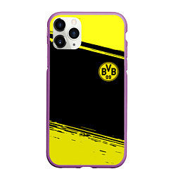 Чехол iPhone 11 Pro матовый Borussia жёлтые полосы
