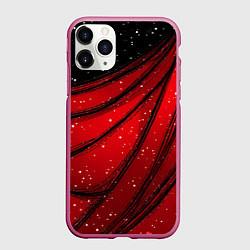 Чехол iPhone 11 Pro матовый Красно-черная текстура с белыми точками